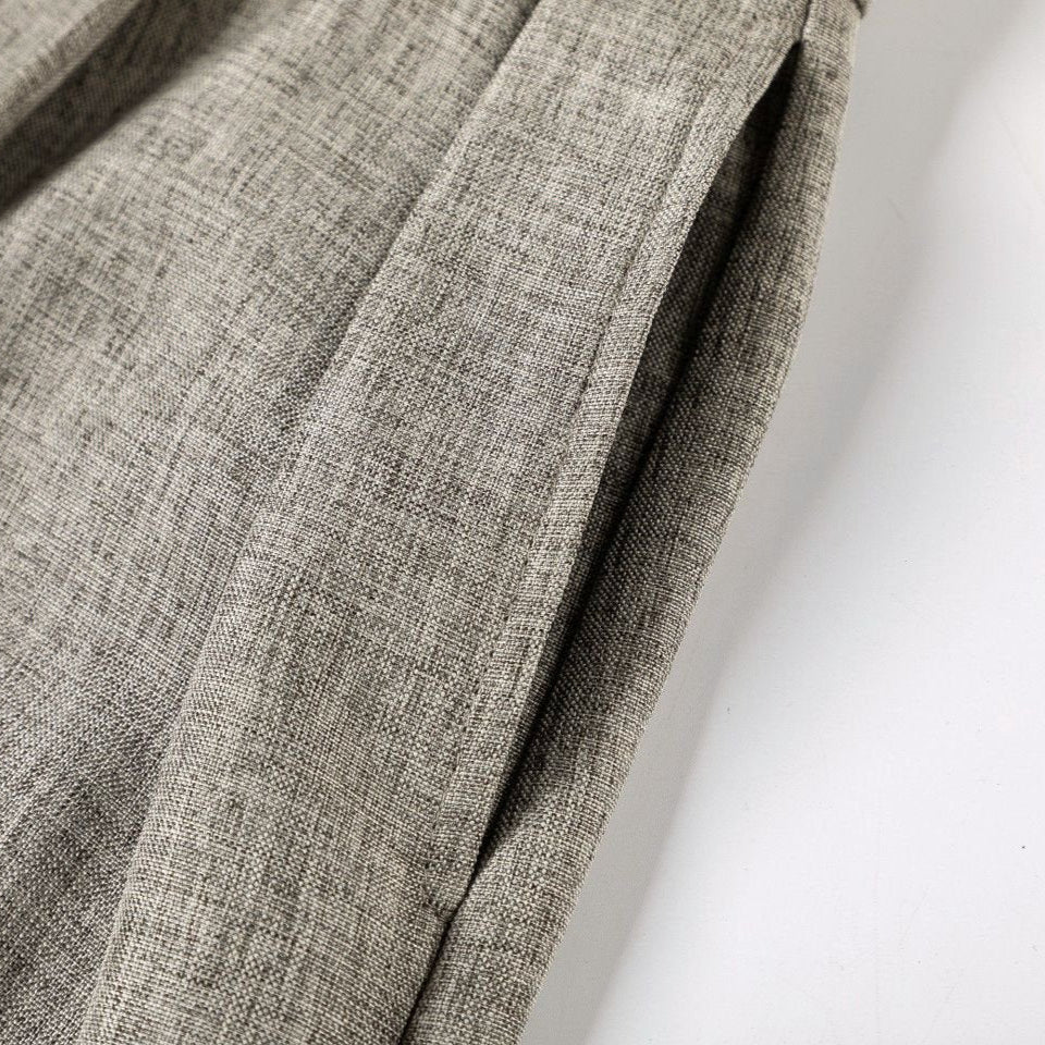 Linen Machete Loose Casual Pants Beige Gray