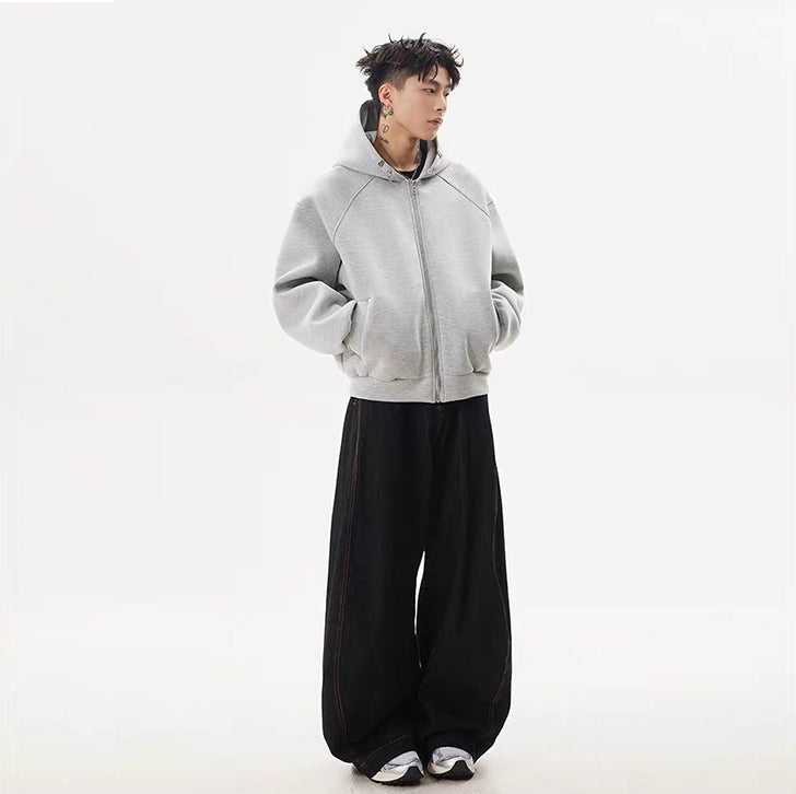 Structured Zip Hoodie White Ash