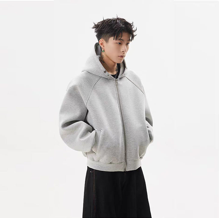 Structured Zip Hoodie White Ash
