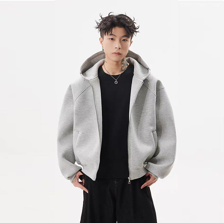 Structured Zip Hoodie White Ash