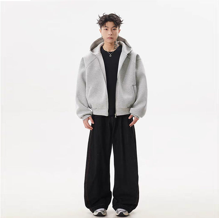 Structured Zip Hoodie White Ash