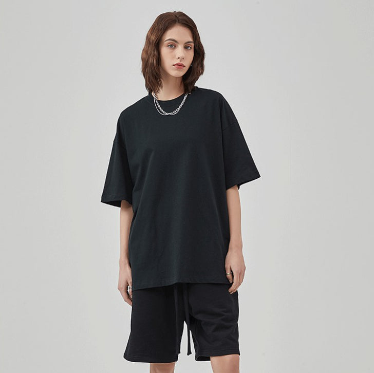 Solid Color Cotton T-Shirt Black