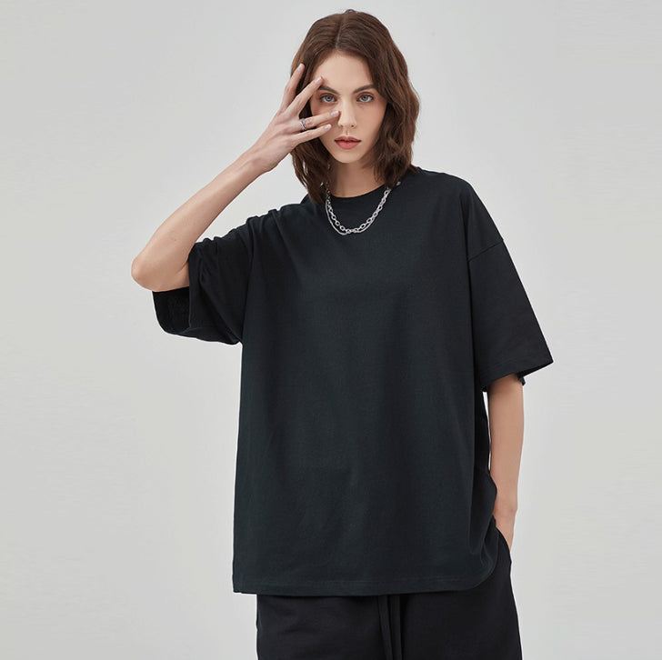 Solid Color Cotton T-Shirt Black