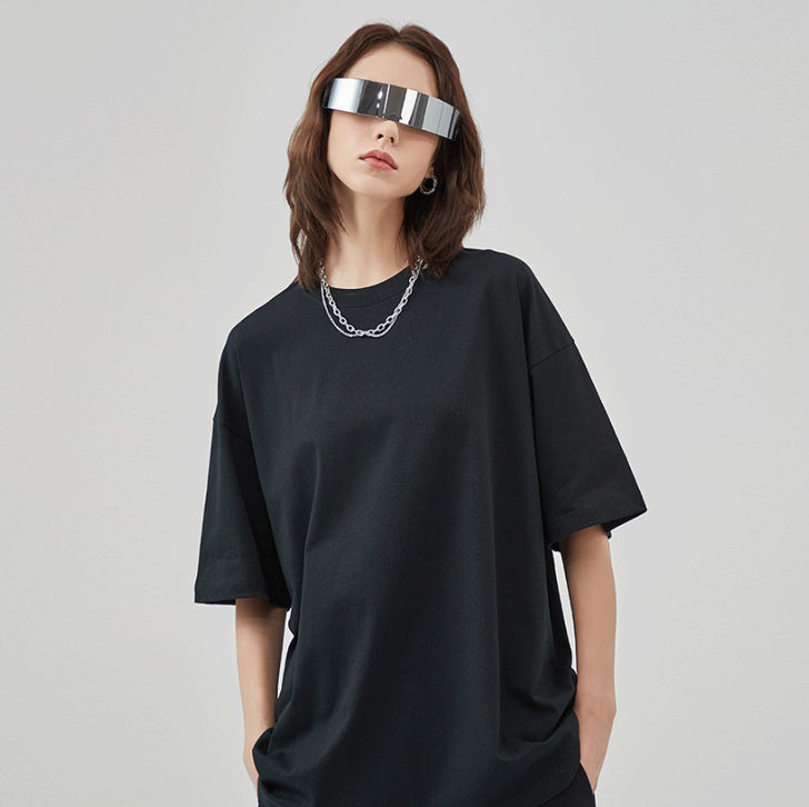 Solid Color Cotton T-Shirt Black