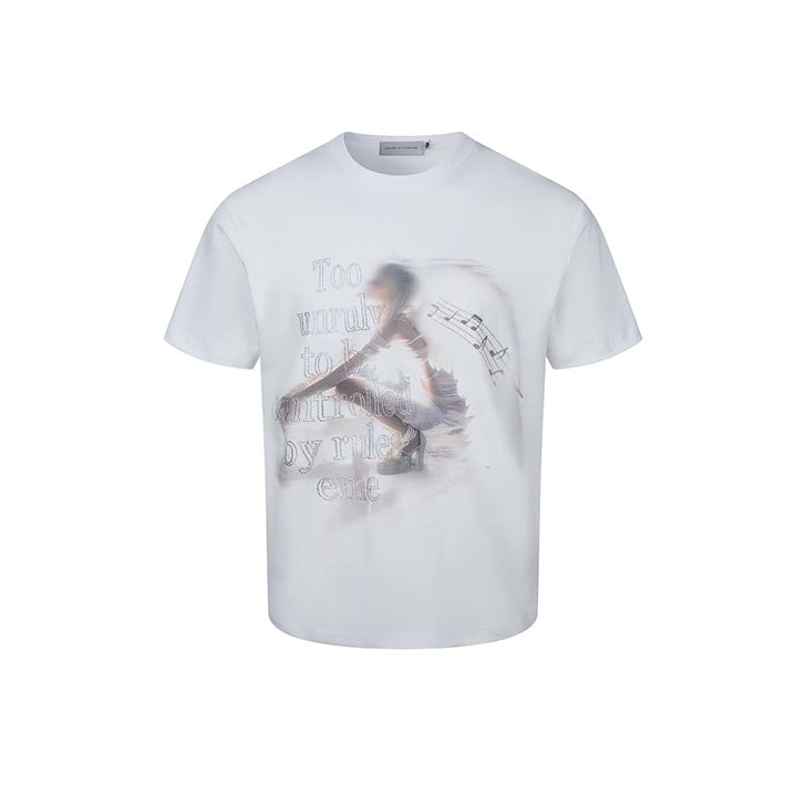 Vintage Angel Wings Print T-Shirt White