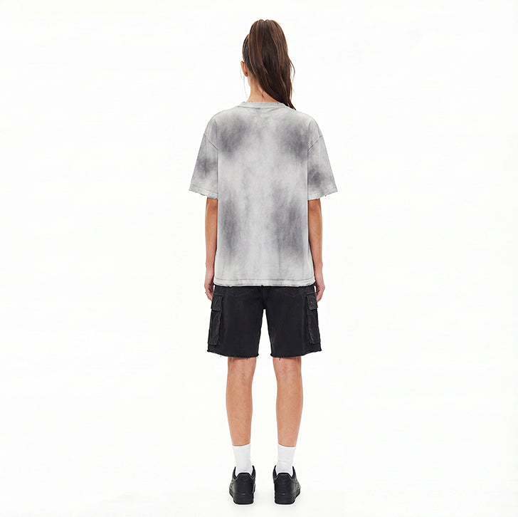 Smiley face graffiti gradient T-shirt Gray