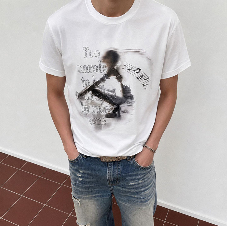 Vintage Angel Wings Print T-Shirt White