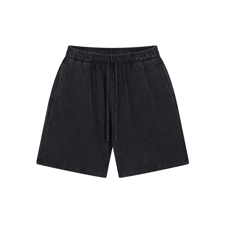 Solid color retro shorts Black