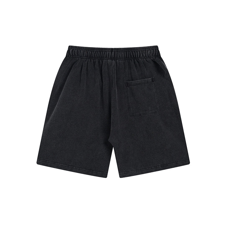 Solid color retro shorts Black