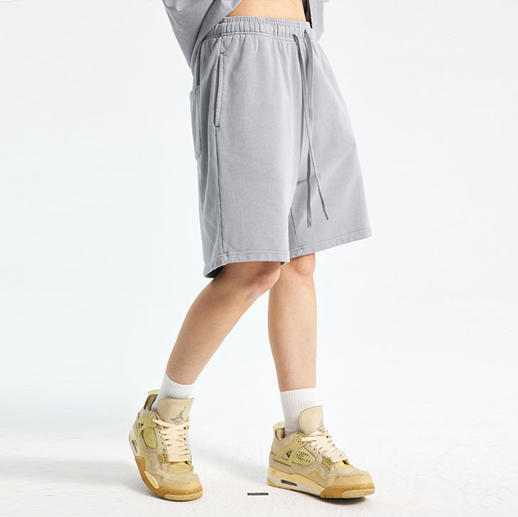 Solid color retro shorts Grey