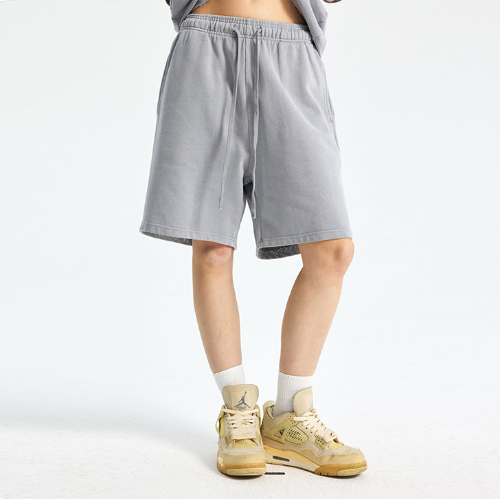 Solid color retro shorts Grey